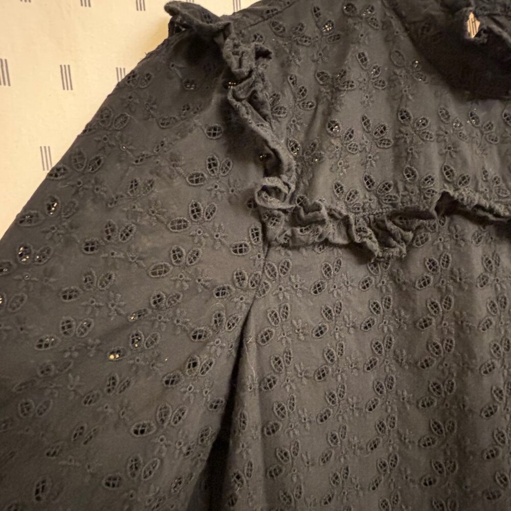 Madewell black eyelet mini dress. Size medium - Picture 4 of 4